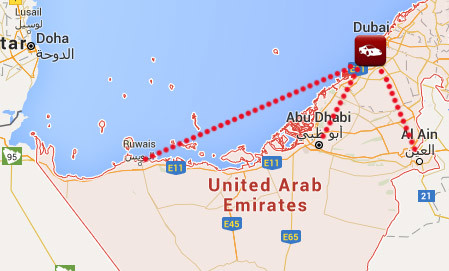 Car Shipping to UAE Map of the United Arab Emirates