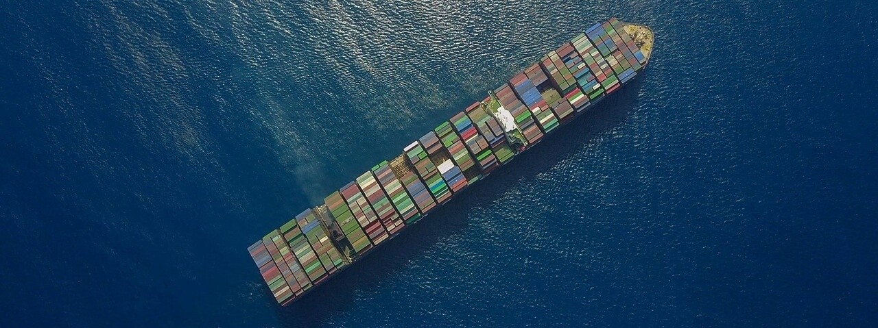 International Container Shipping Cargo Ship On Ocean