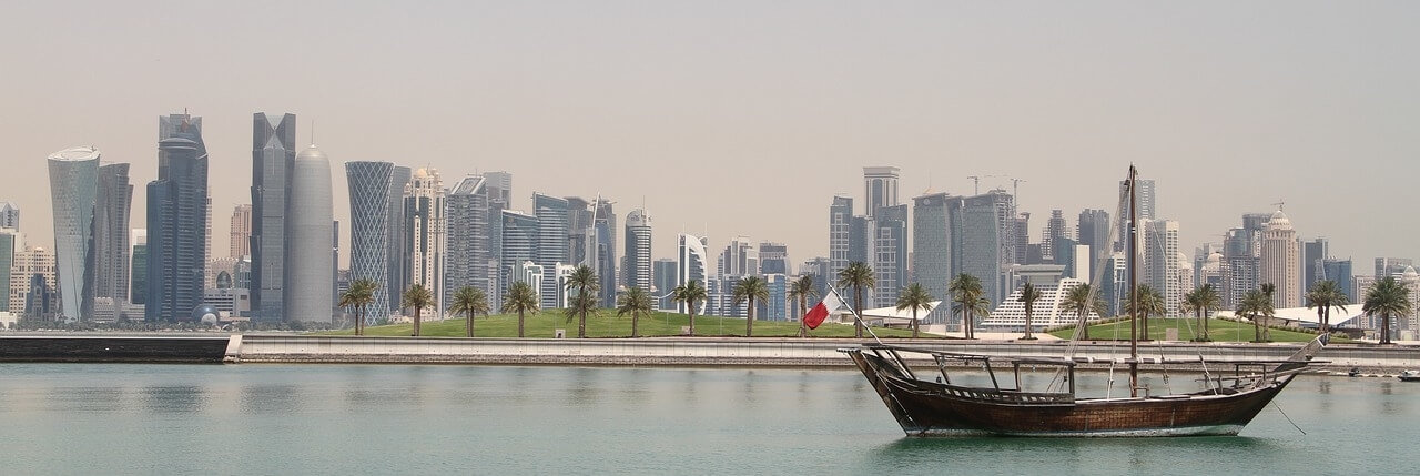 Moving to Qatar Doha City Skyline Boat by Water