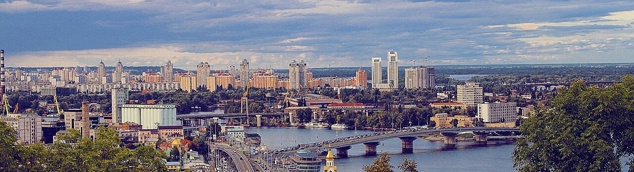 Moving to Ukraine Kiev River Panorama Skyline Town