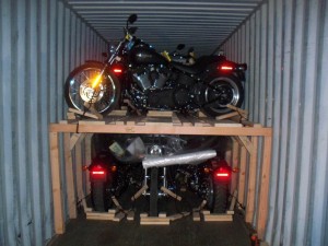 Image of multiple motorcycle container loading by Schumacher Cargo Logistics