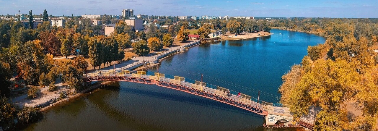 Shipping to Ukraine Autumn River Bridge
